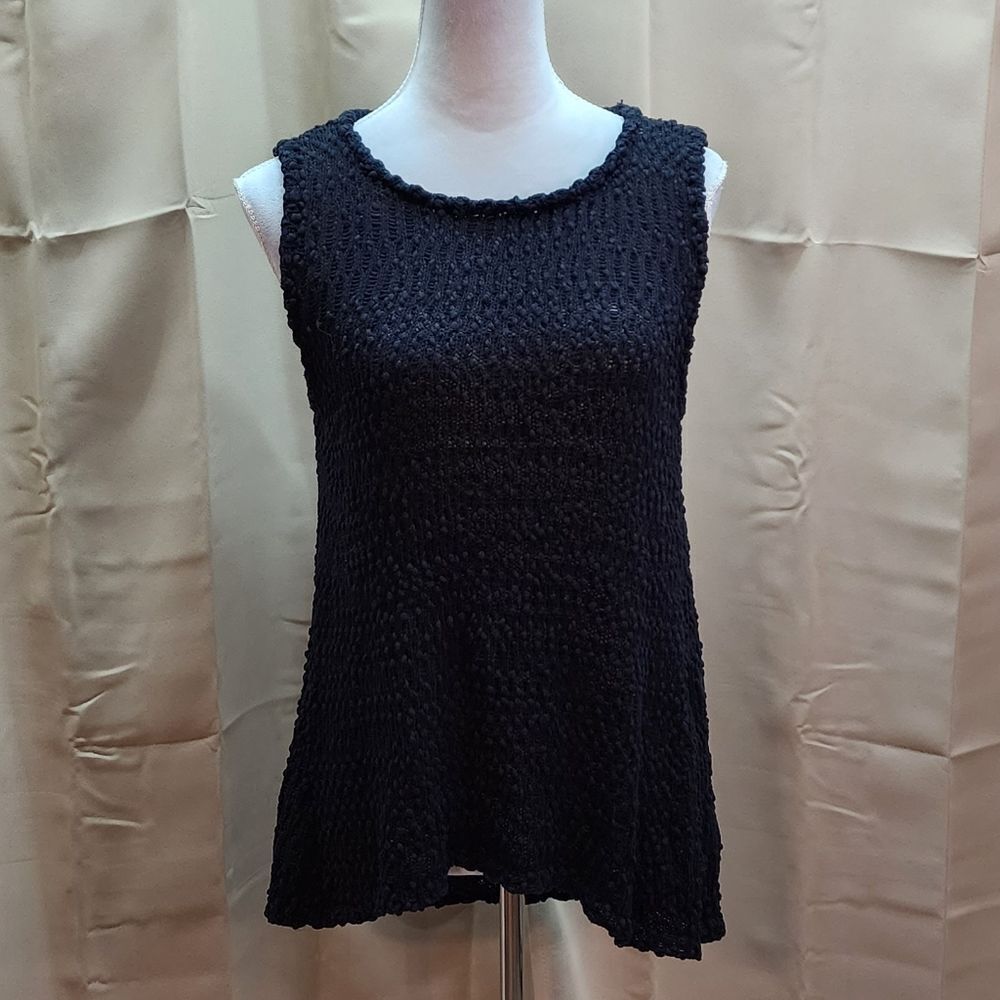 Michael Stars Black Cotton Cable Knit Sleeveless Top Size Large